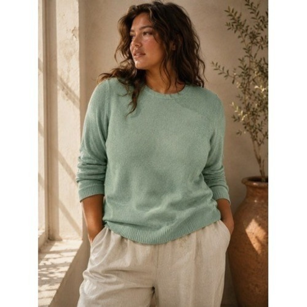 Charter Club Luxury 100% Cashmere Crewneck Sweater Seafoam Green Womens Small
